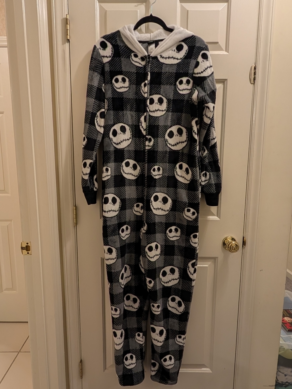 Jack Skellington Nightmare Before Christmas Disney Plaid Hooded Onesie